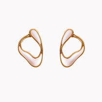 Stream Line Pink Opal Loop Earrings