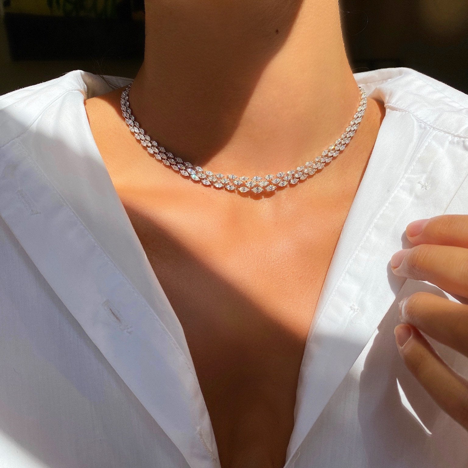 Isolere tildele Sobriquette Material Good | Triple Row Marquise Diamond Necklace