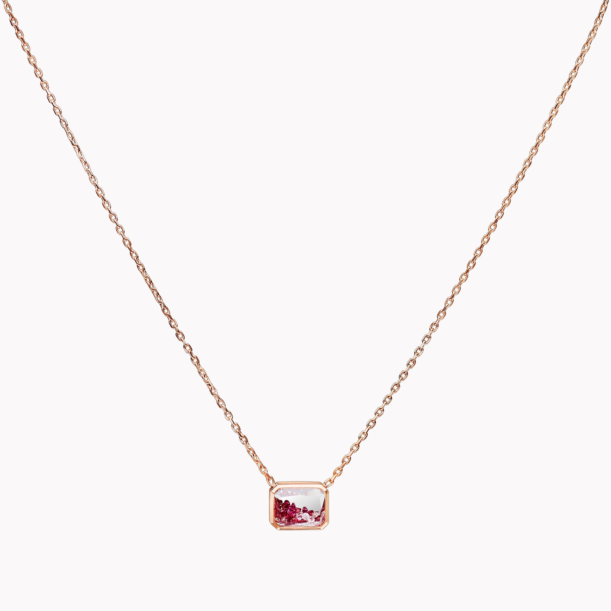 Ruby & Diamond Shaker Pendant Necklace
