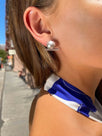 Baguette Diamond and Pearl Stud Earrings