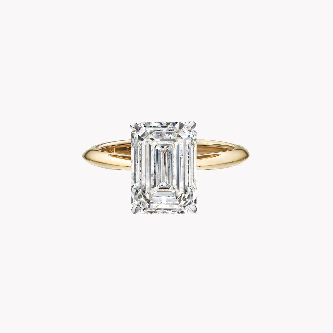 Emerald Cut Solitaire Engagement Ring with Knife Edge Band