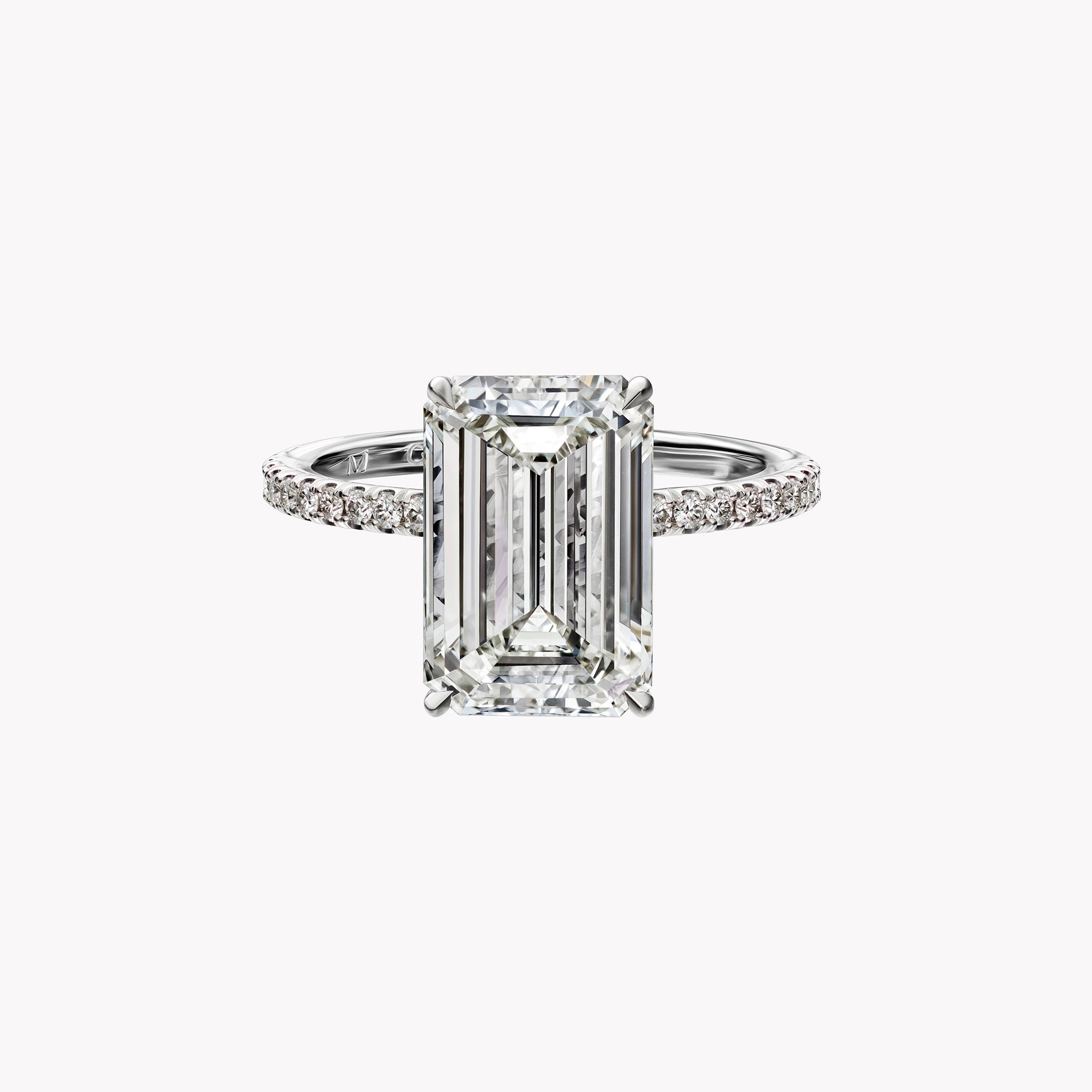 Emerald Cut Engagement Ring with Diamond Pavé