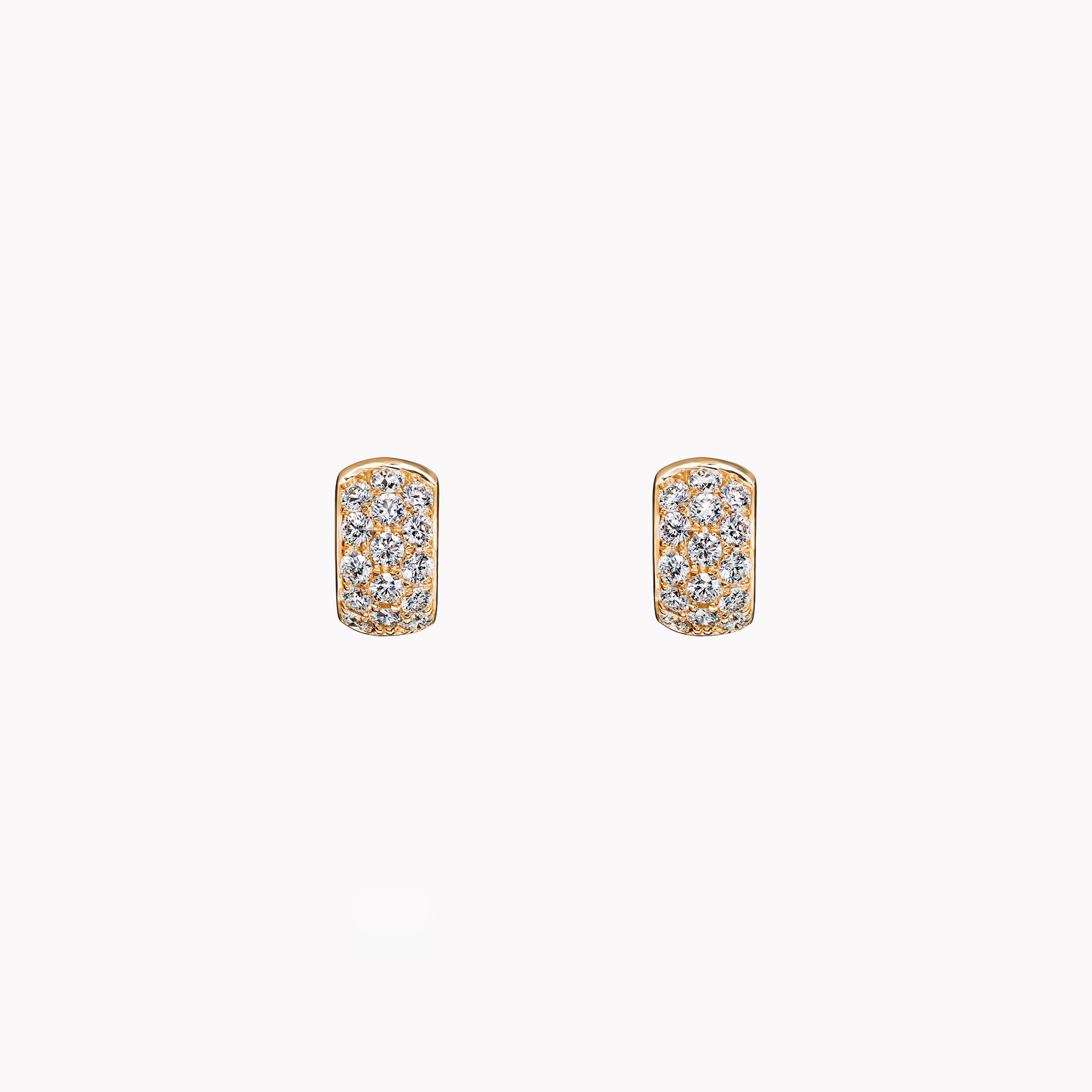 3 Row Diamond Pavé Huggie Earrings - Rose Gold