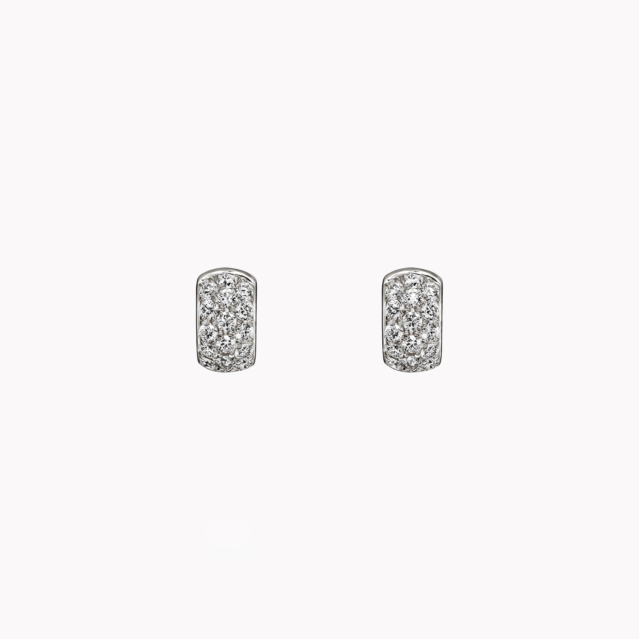 3 Row Diamond Pavé Huggie Earrings - White Gold