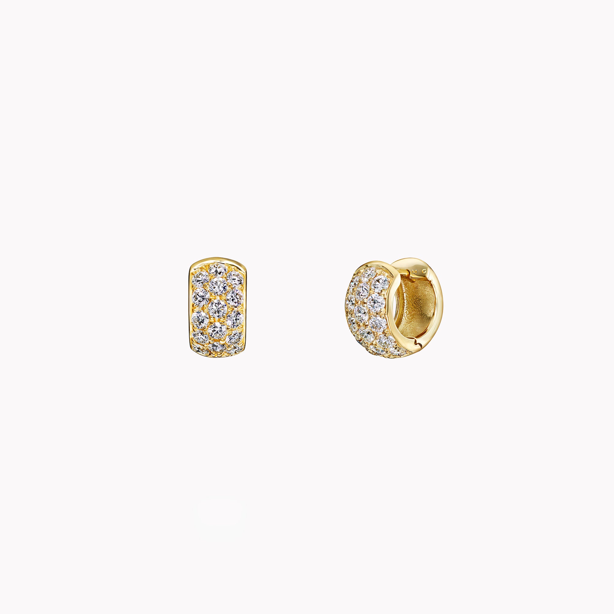 Row Diamond Pavé Huggie Earrings