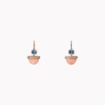 Blue Sapphire & Pink Coral Earrings