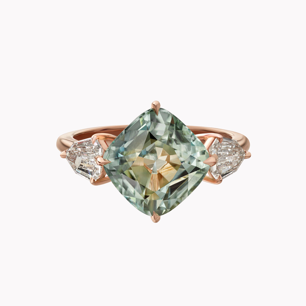 The Aster Green Sapphire & Diamond Ring