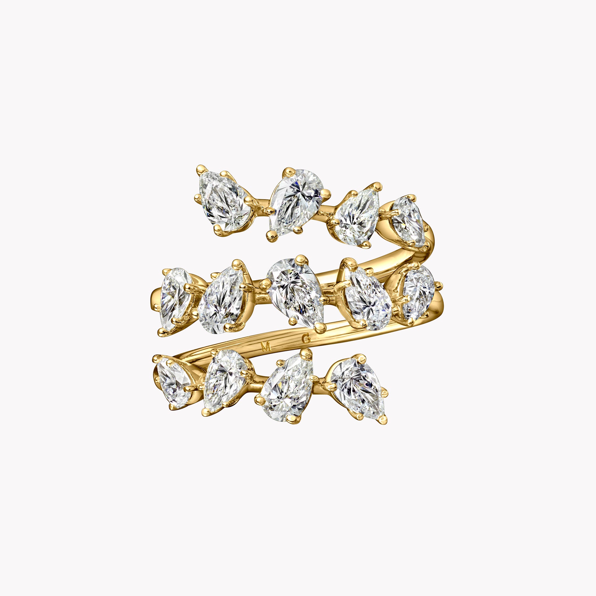 Pear Shape Diamond Spiral Ring