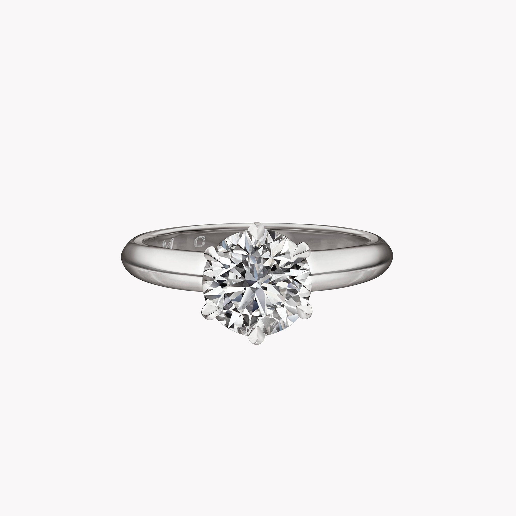Round Brilliant Cut Solitaire Engagement Ring with Classic Knife Edge Setting
