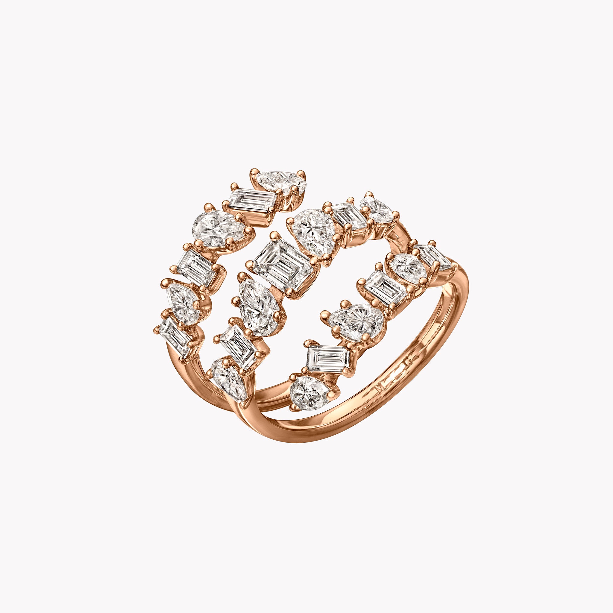 Emerald & Pear Shape Diamond Spiral Ring