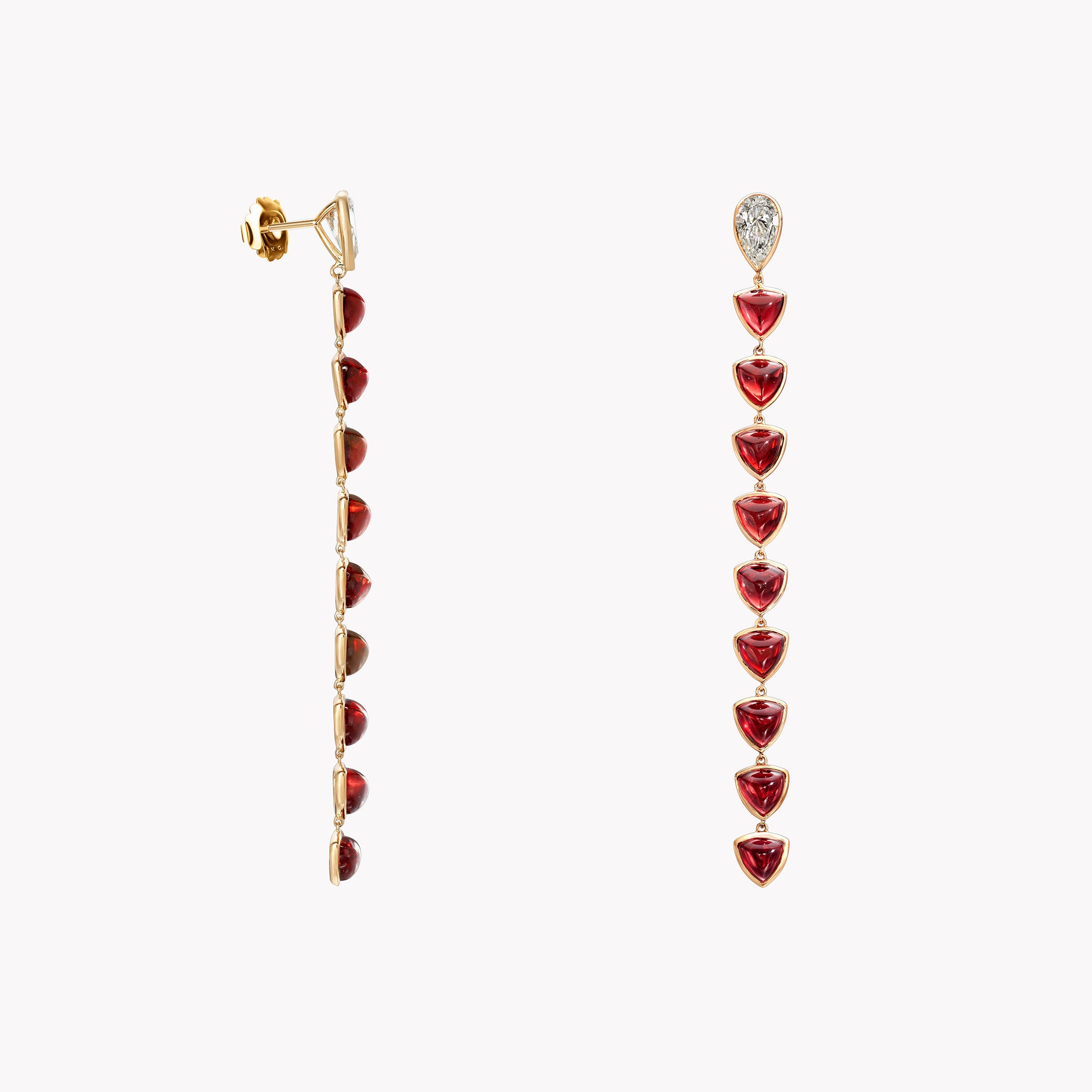 The Margaux Pear Shape Diamond and Garnet Drop Earrings