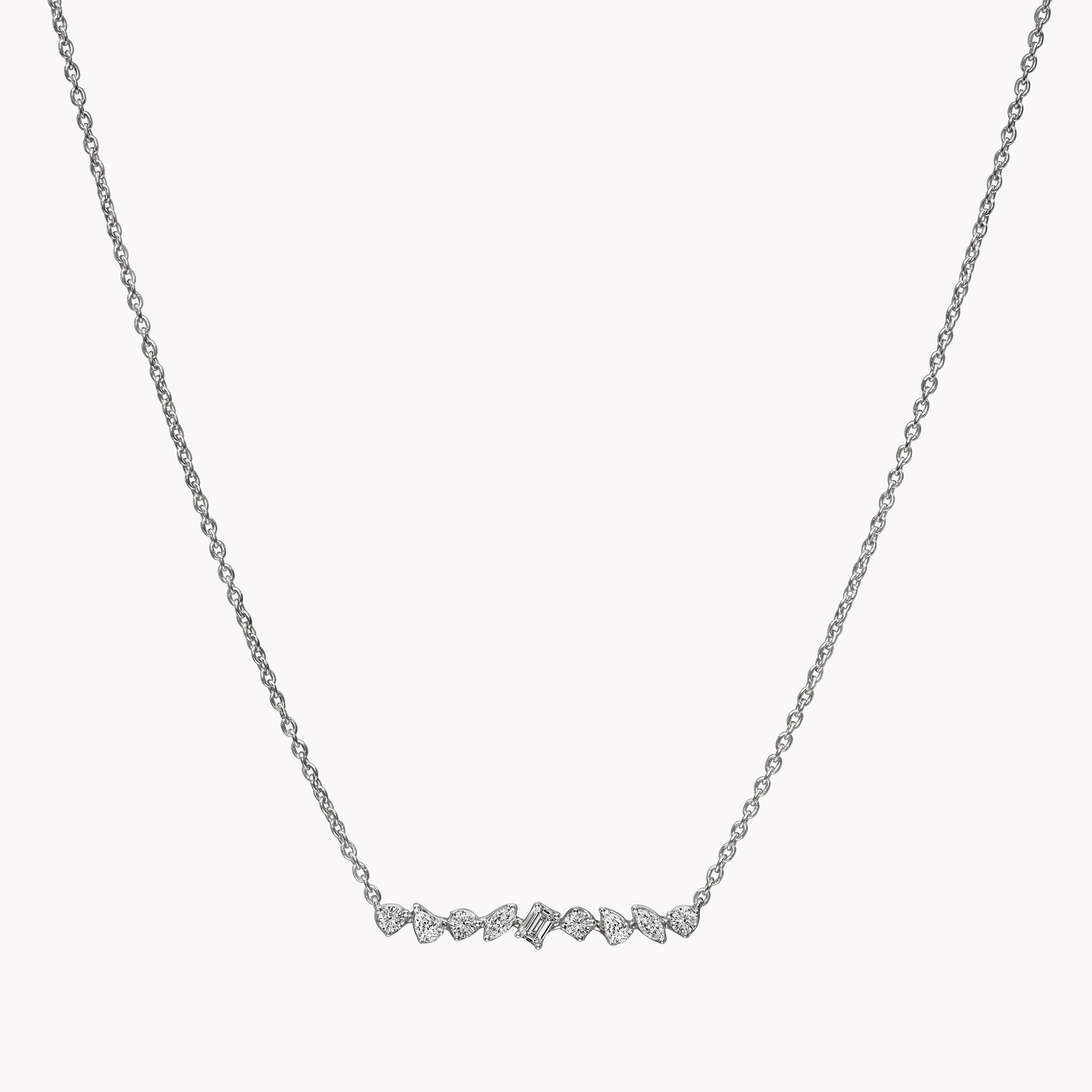 14K Yellow Gold Lab Grown Multi Shape Diamond Bar Necklace | Elgin's Fine  Jewelry | Baton Rouge, LA