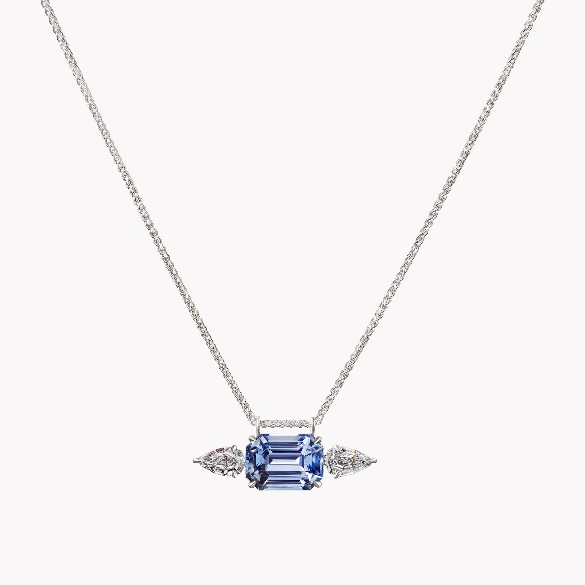 Ice Blue Sapphire & Diamond Pendant