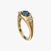 Teal Sapphire & Star Diamond Ring