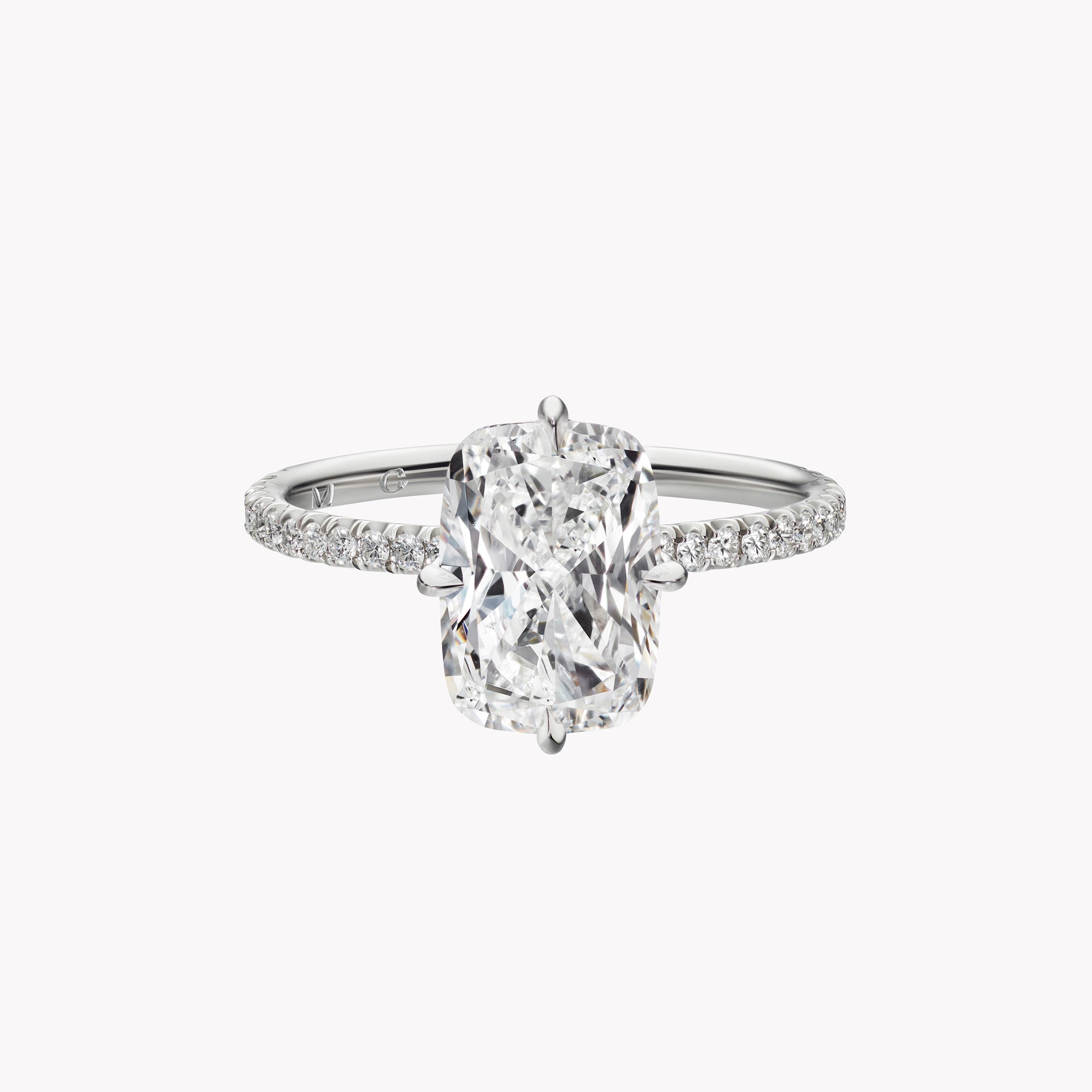 Material Good | Elongated Cushion Cut Engagement Ring with Diamond Pavé
