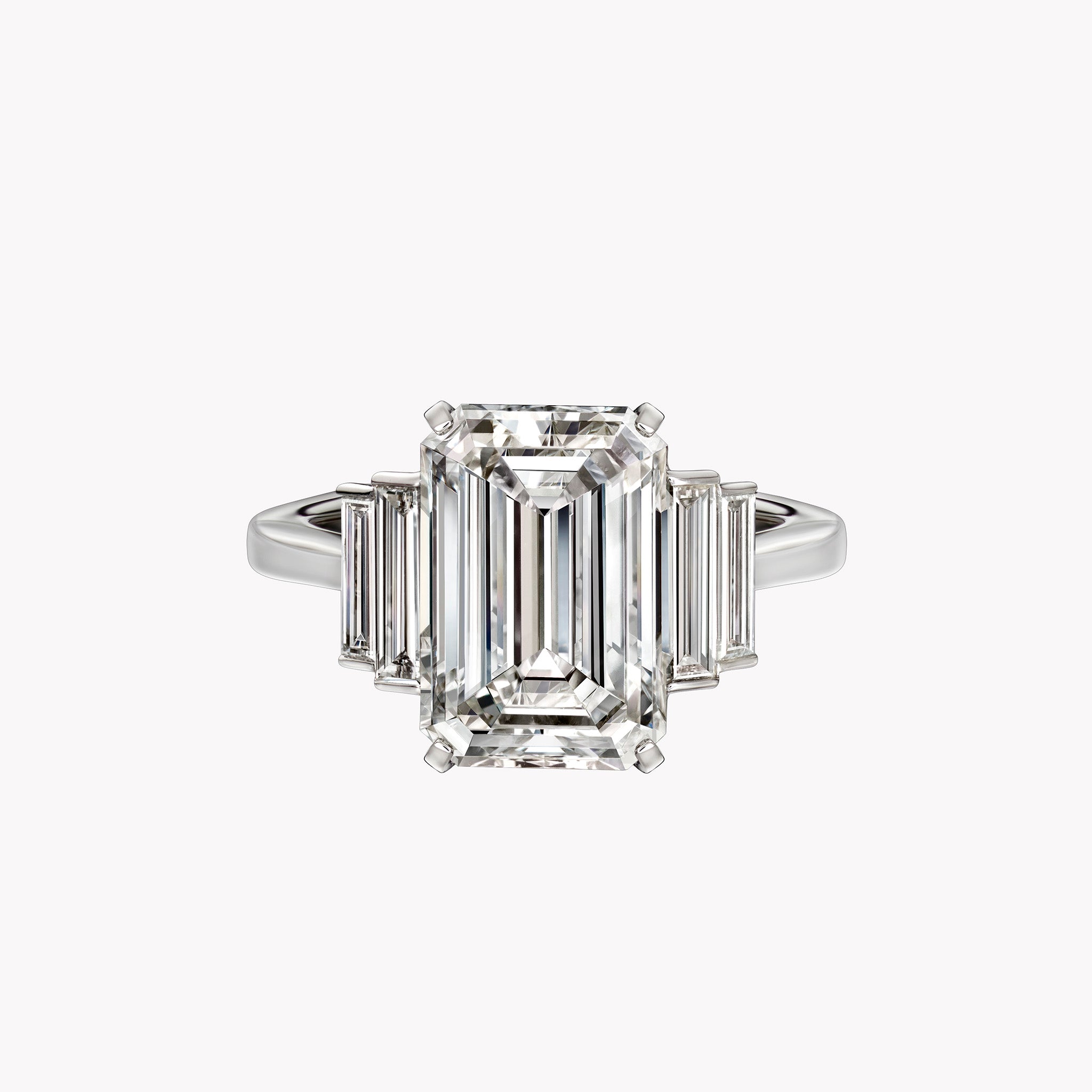 Emerald Cut Engagement Ring with Side Step Baguettes