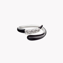 Oui Coil Ring with Black Enamel