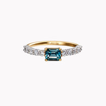 Blue Sapphire & Diamond Tennis Ring