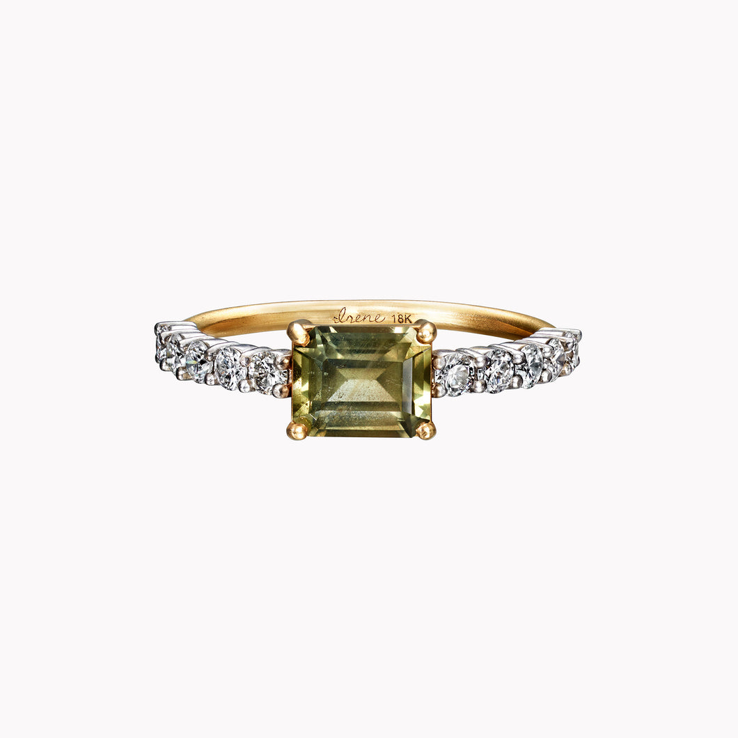 Green Sapphire Diamond Tennis Ring
