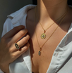 N/S Triple Diamond Enamel Charm Necklace