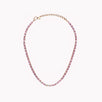 Two-Tone Pink Sapphire & Diamond Tennis Necklace