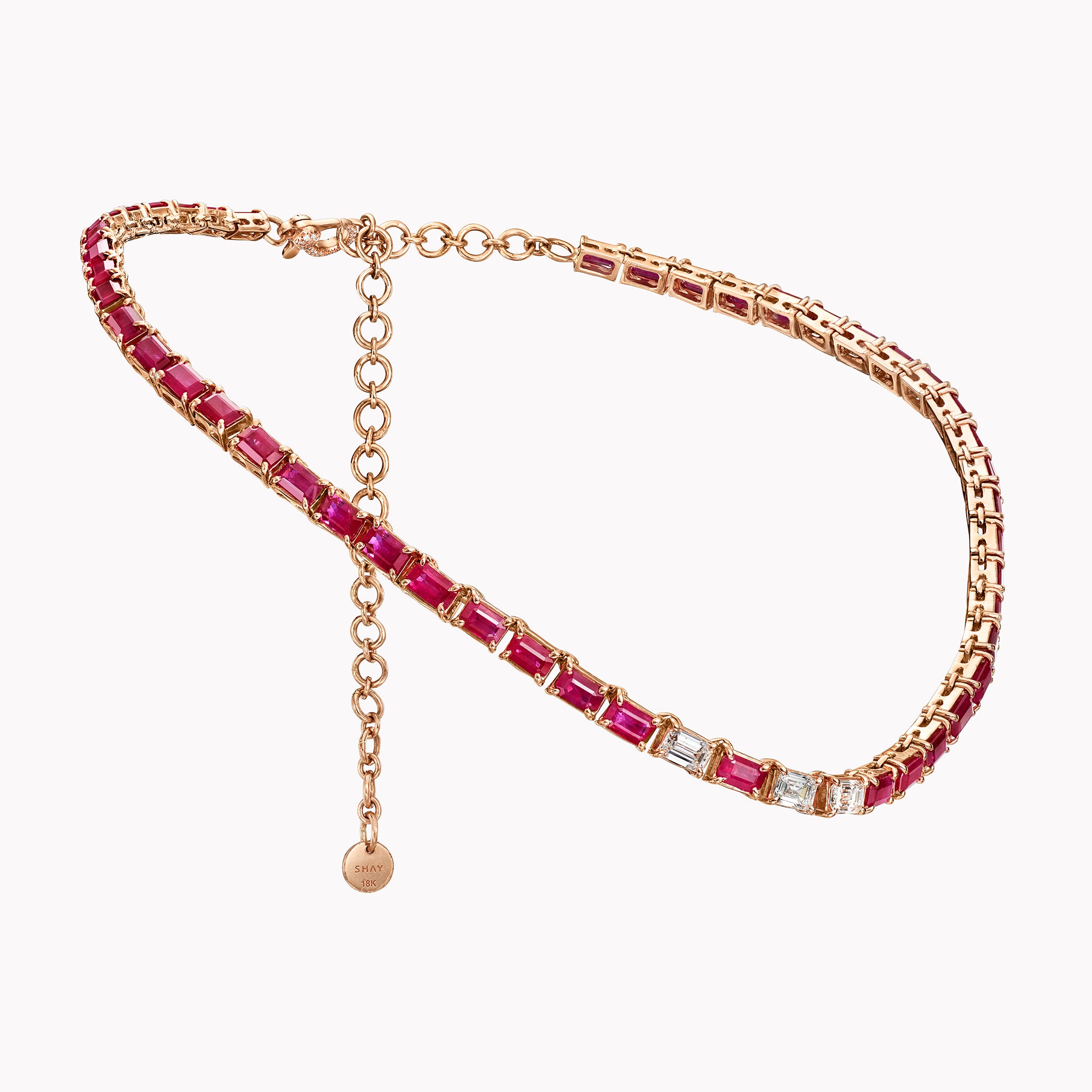 Two-Tone Ruby & Diamond Tennis Necklace