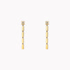 Gold Bar and Carre Diamond Staircase Earrings