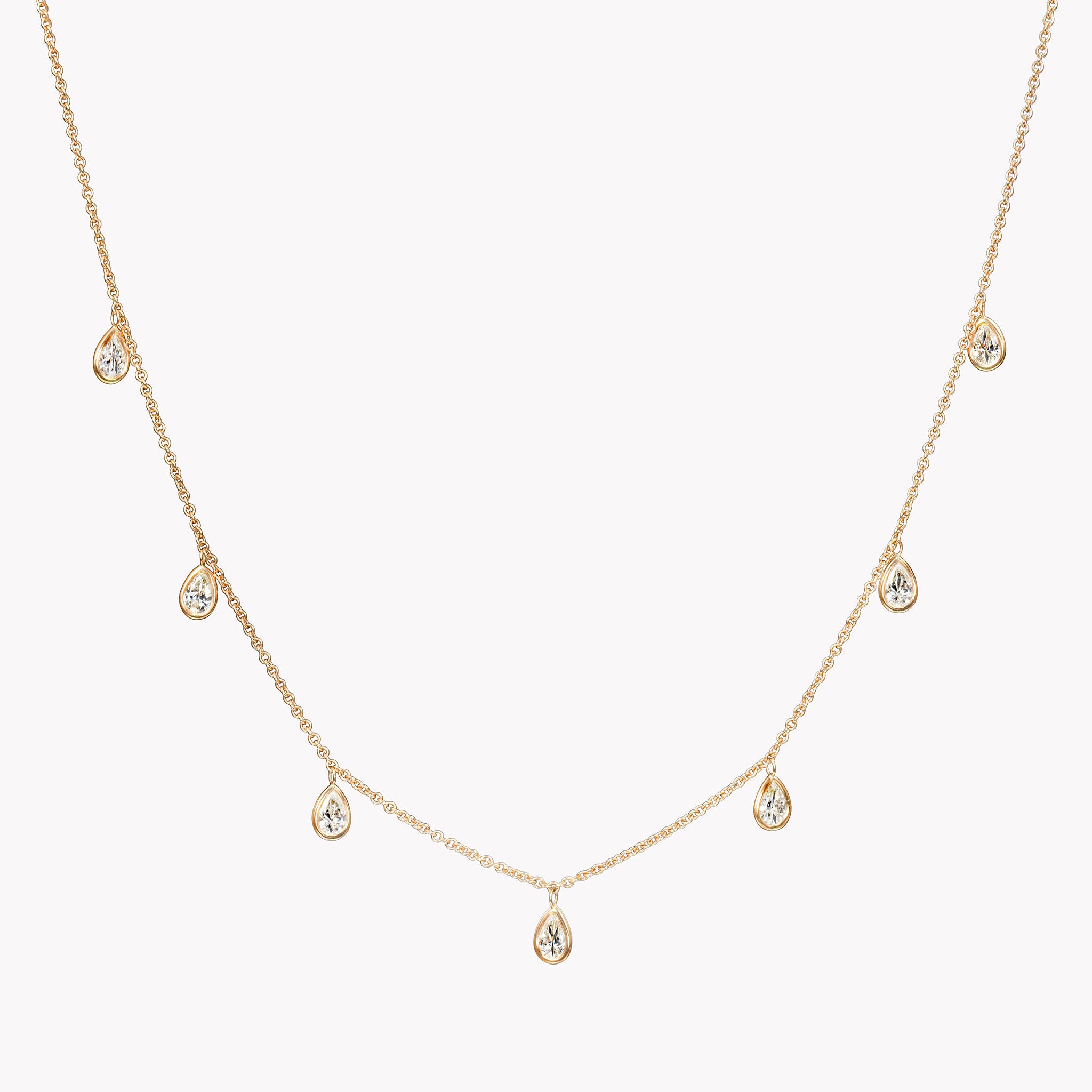 Emerald 5 Pear Shape Necklace - 2.12ct TW - Eshli Fine Jewelry