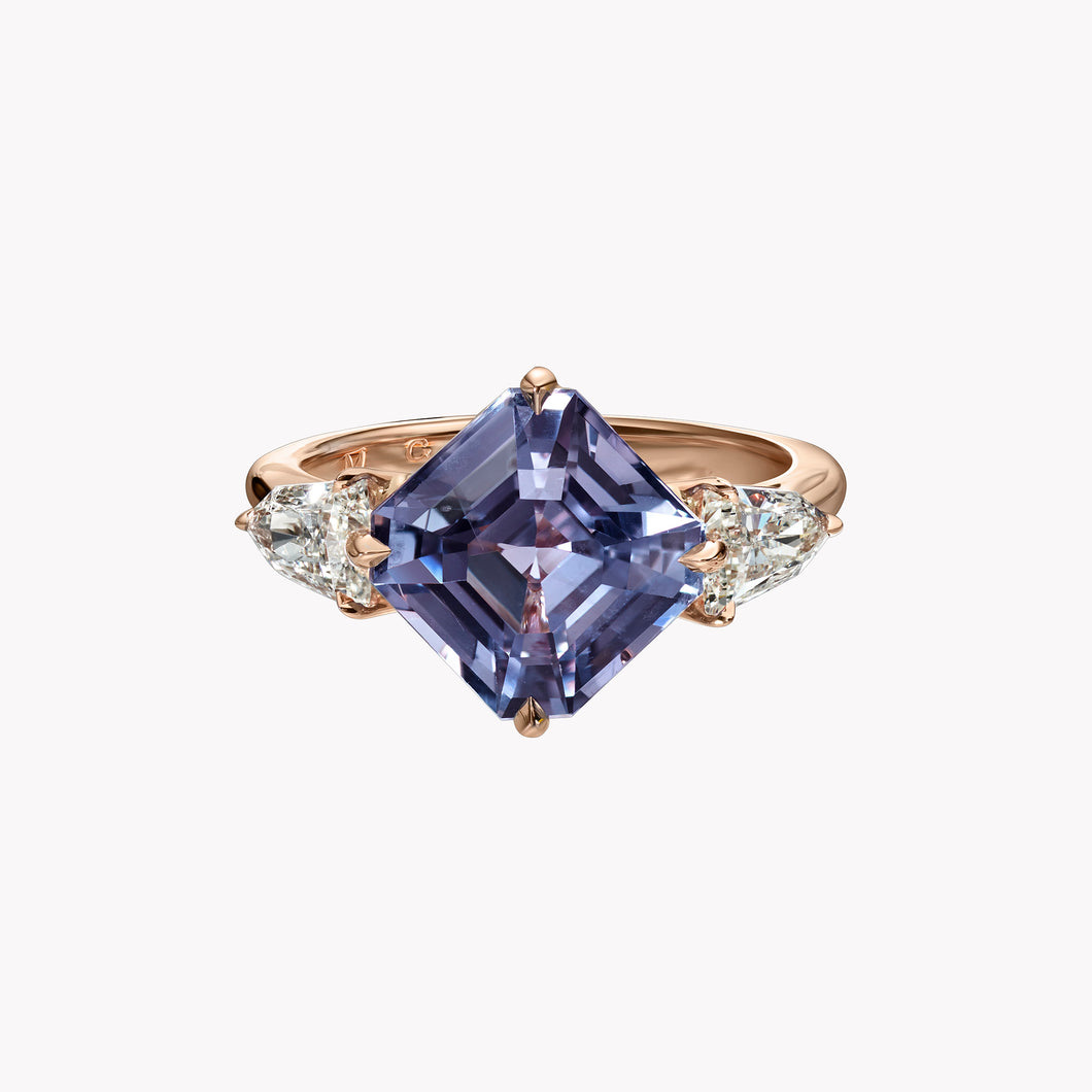 Asscher Cut Violet-Gray Sapphire Ring